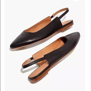 New Madewell Margot Slingback Flat Black 7.5 Leather Shoes
